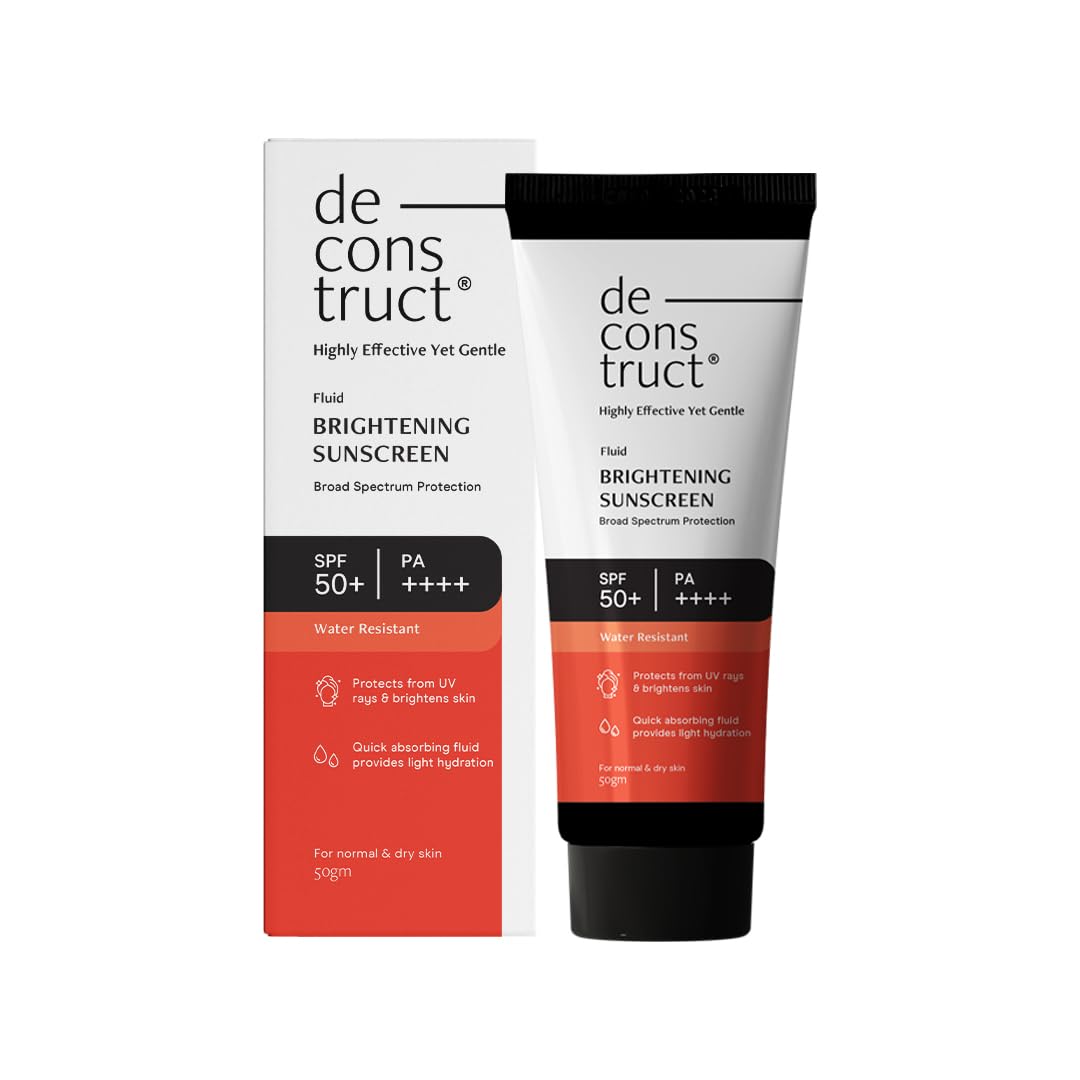 Picture of Deconstruct Brightening & Glow Sunscreen SPF 50+ And PA++++ | Dewy Sunscreen | For Dry Skin | Water Resistant, No White Cast, Quick Absorbing | For Women and Men | 50gm