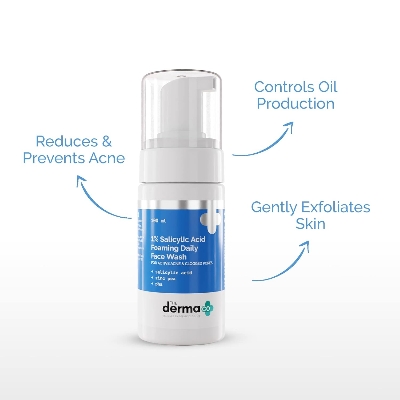 Picture of The Derma Co 1% Salicylic Acid Foaming Daily Face Wash with Salicylic Acid, Zinc PCA & PHA for Active Acne & clogged Pores - 100 ml Reduces Acne | Unclogs Pores