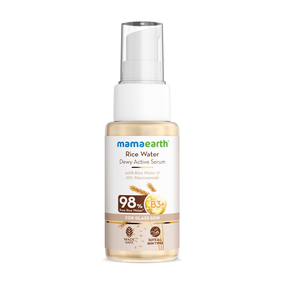 Picture of Mamaearth Rice Water Dewy Active Serum with 10% Niacinamide, Rice Water & Hyaluronic Acid - 50 ml For Glass Skin | Gives Dewy Finish |Brightens Skin|Suits All Skin Types