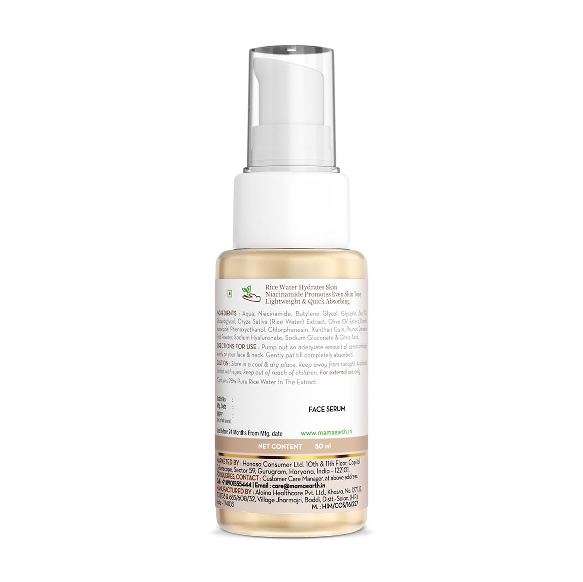 Picture of Mamaearth Rice Water Dewy Active Serum with 10% Niacinamide, Rice Water & Hyaluronic Acid - 50 ml For Glass Skin | Gives Dewy Finish |Brightens Skin|Suits All Skin Types
