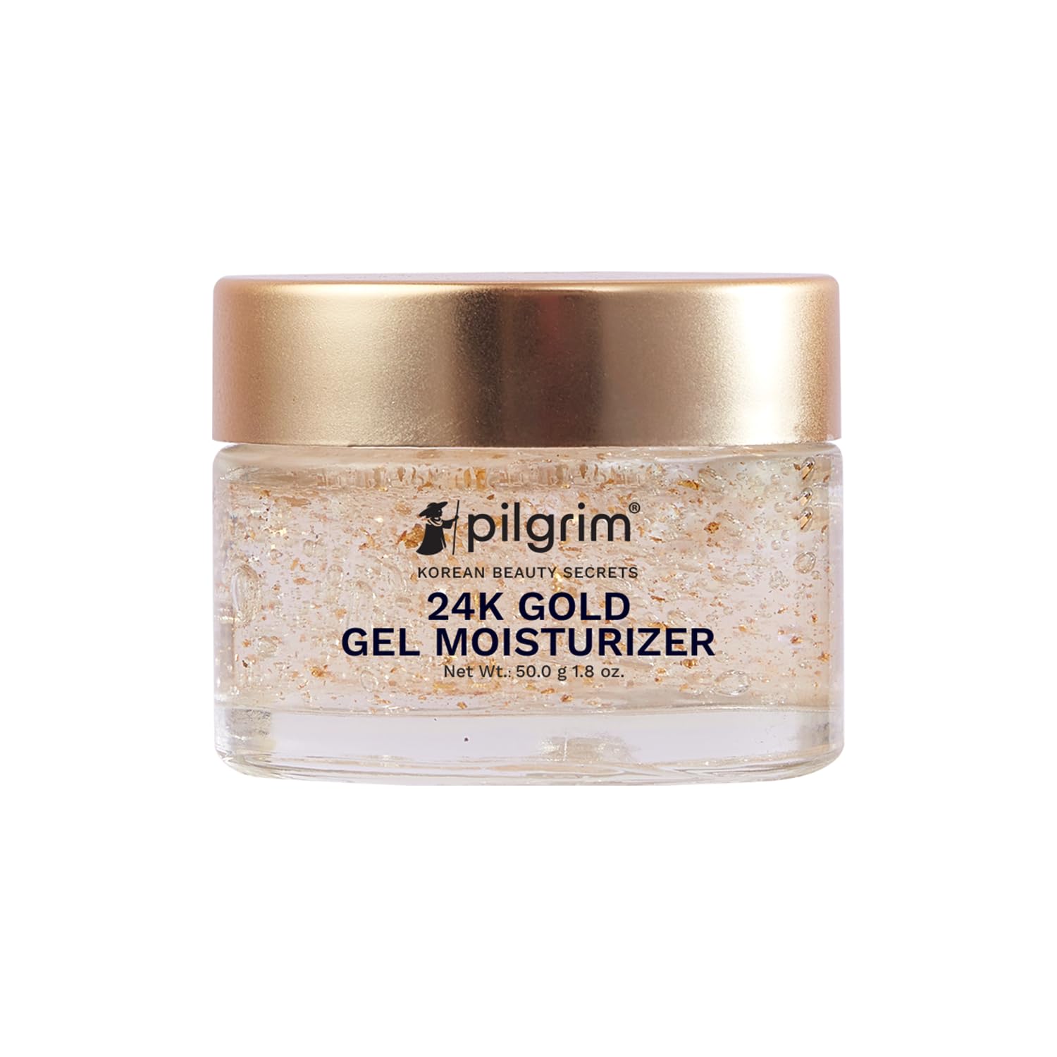 Picture of Pilgrim 24k Gold Gel Moisturizer with Hyaluronic Acid & Alpha Arbutin for men & women 50gm | Moisturizer for face | Reduces dark spots | Gives luxurious glow | Non-greasy
