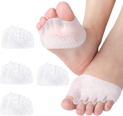 Picture of 2pcs/Pair Silicone Comfortable Toe Braces 5-holes Toe Separators Hallux Valgus Straightener Orthodontic Foot Toe BracesFoot Care