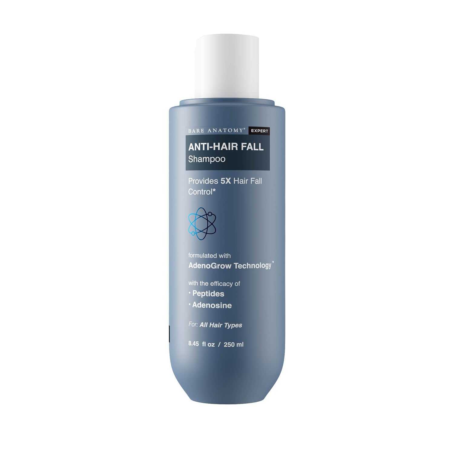 Picture of Bare Anatomy Anti Hair Fall Shampoo|5x Hair Fall Control & Growth|Contains Biotin Adenosine, & Peptides| For All Hair Types | For Women & Men | 250ml