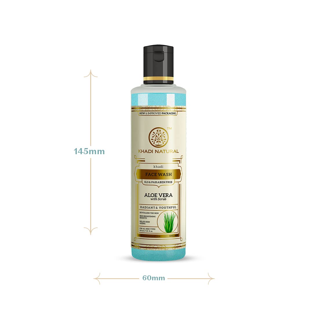 Picture of Khadi Natural Aloe Vera Face Wash with Scrub | Face Wash for Younger-Looking Skin | Face Scrub for Fighting Early Signs of Ageing | Paraben & SLS Free | Suitable for All Skin Types | 210ml