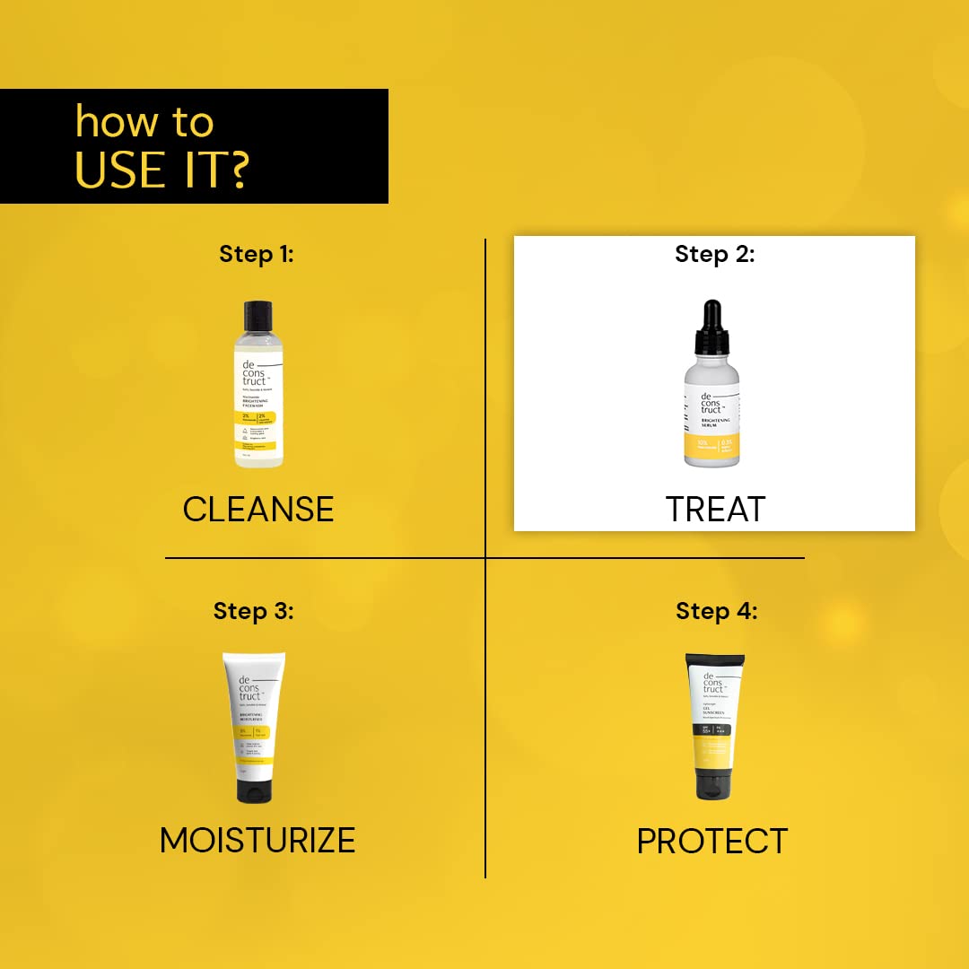 Picture of Deconstruct Brightening Serum: 10% Niacinamide Face Serum for Pigmentation & Dark Spots | 0.3% Alpha Arbutin | For Women & Men | Reduces Dark Spots & Acne Marks | Fragrance Free | Beginner-friendly | 30ml