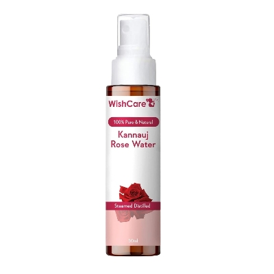 Picture of WishCare® 100% Pure & Natural Rose Water - For Skin, Face & Hair - Steam Distilled - Kannauj Gulab Jal - Spray Skin Toner - Free From Paraben, Alcohol & Chemicals - 50 ml