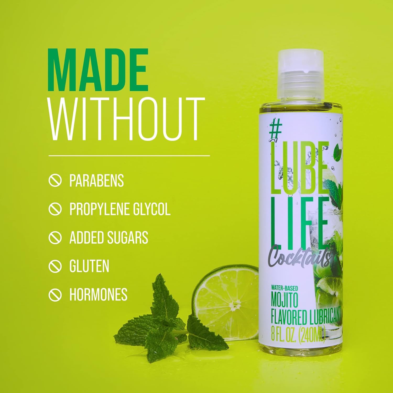 Picture of Lube Life Water-Based Mojito Flavored Lubricant, Personal Lube for Men, Women and Couples, Made without Added Sugar, 8 Fl Oz