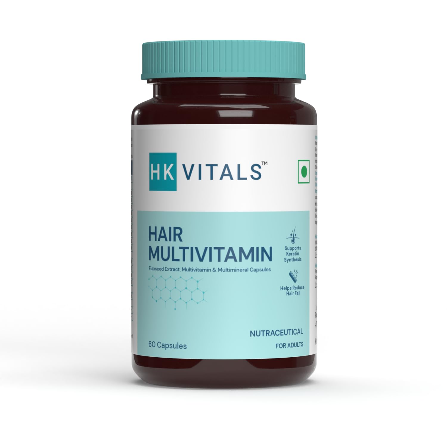 Picture of HealthKart HKVitals Hair multiVitamin with Omega & Biotin, Supports Keratin Synthesis & Helps Reduce Hair Fall, 60 Multivitamin Capsules
