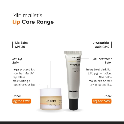 Picture of Minimalist 8% L-Ascorbic Acid Lip Treatment Balm with Vitamin E, Radianskin & Glycerine for Pigmented & Dark Lips | For Women & Men | 12 gm