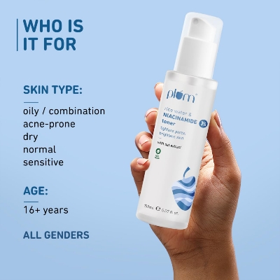 Picture of Plum 3% Niacinamide & Rice Water Face Toner | With Rice Ferment Extract | Alcohol-Free Toner | Fades Blemishes, Brightens Skin | Smoothens Skin | Fragrance-Free | 100% Vegan | 150 ml