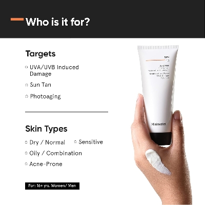 Picture of Minimalist Sunscreen SPF 60 PA ++++ | Pregnancy Safe | For Sensitive Skin | Photo stable | Broad Spectrum Sunscreen SPF 50+ With Potent Antioxidants & Advanced Filters | No White Cast | Non Irritant | 50 gm