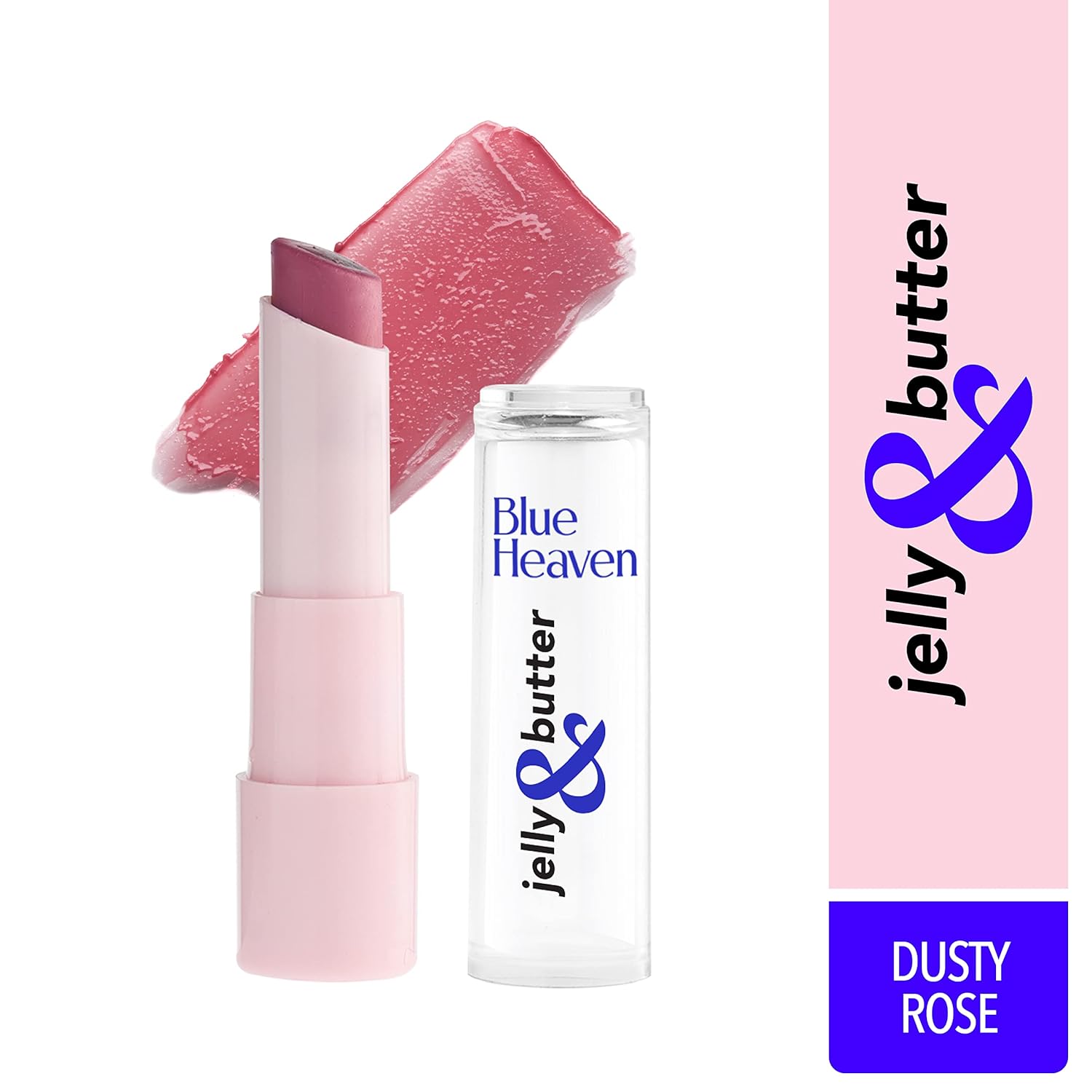 Picture of Blue Heaven Jelly & Butter Lip Balm infused with Jojoba Oil, Shea Butter + Vitamin E, smoothens Dry & Chapped Lips, Fades Pigmentation, Soften & Smoothes Plums Lips, Dusty Rose, 3g
