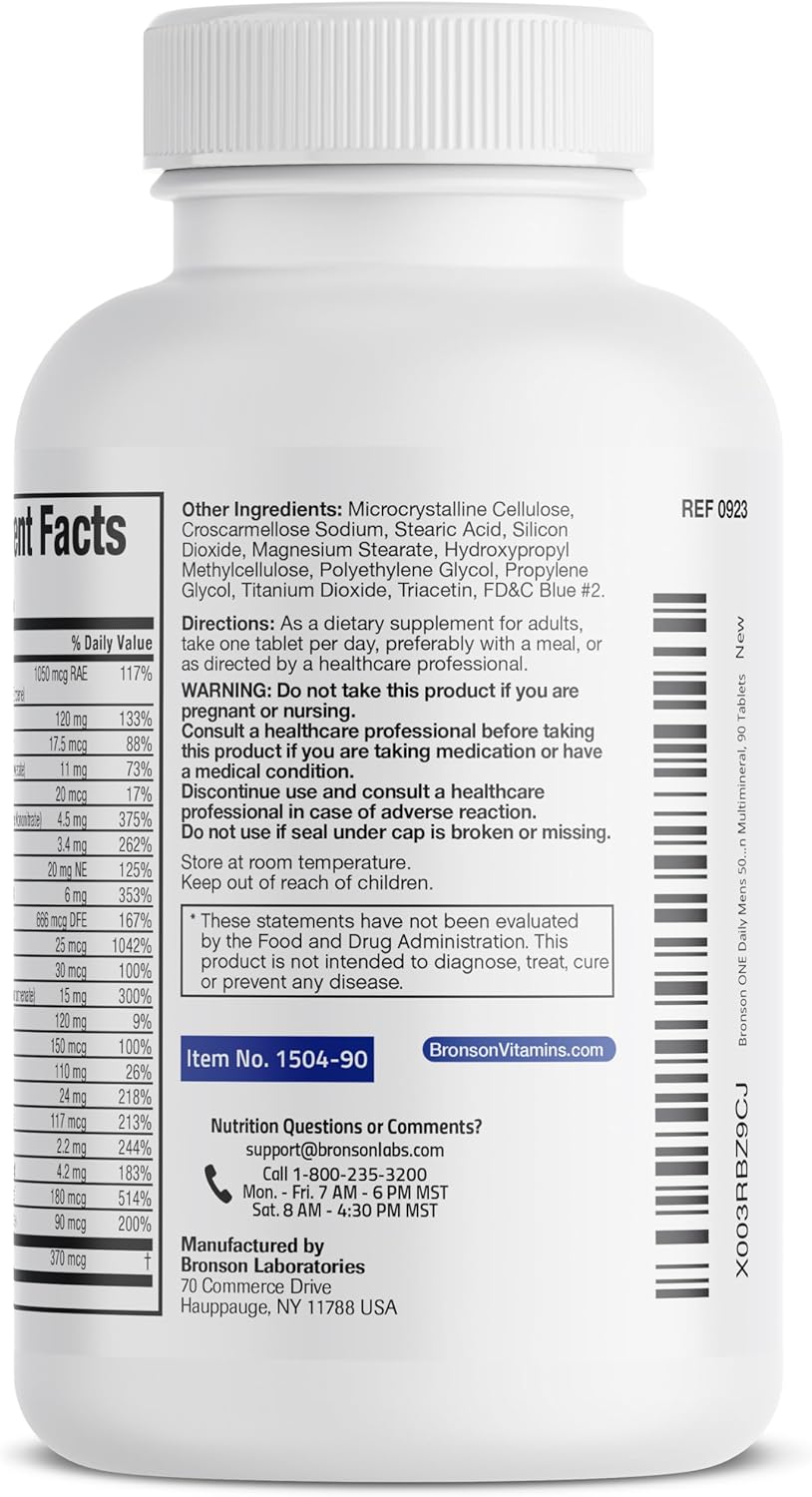 Picture of Bronson ONE Daily Mens 50+ Complete Multivitamin Multimineral, 90 Tablets