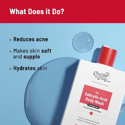 Picture of Chemist at Play 1% Salicylic Acid Body Wash 236ml | Paraben & SLS Free | Gentle Exfoliating Shower Gel | Prevents Body Acne, Bumpy Skin & Deep Cleanses Skin