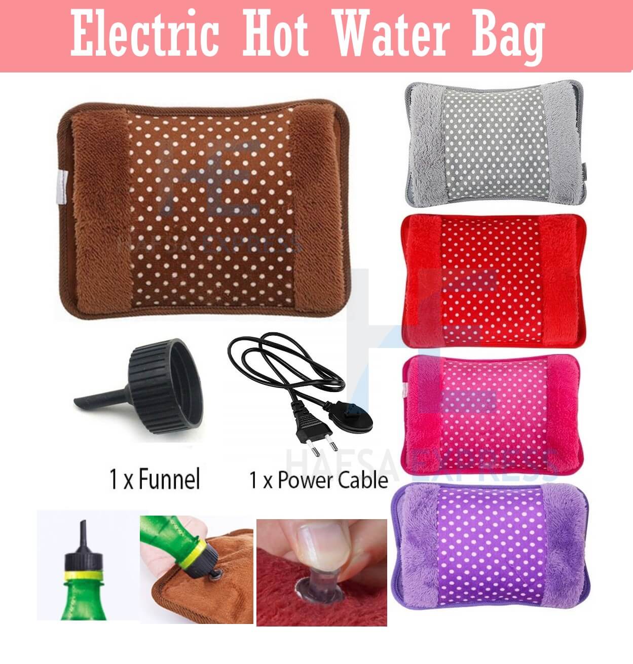 Picture of Electric Velvet Heating Pad/Hot Water/Heat Pouch Bag With Gel For Pain Relief Multicolour - Hot Water Bag