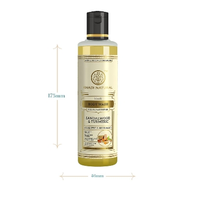 Picture of Khadi Natural Sandal & Turmeric Herbal Body Wash | Herbal Body Wash for Healthy & Clear Skin | Body Wash for Reducing Tanning | Paraben & SLS Free | Suitable for All Skin Types 210ml