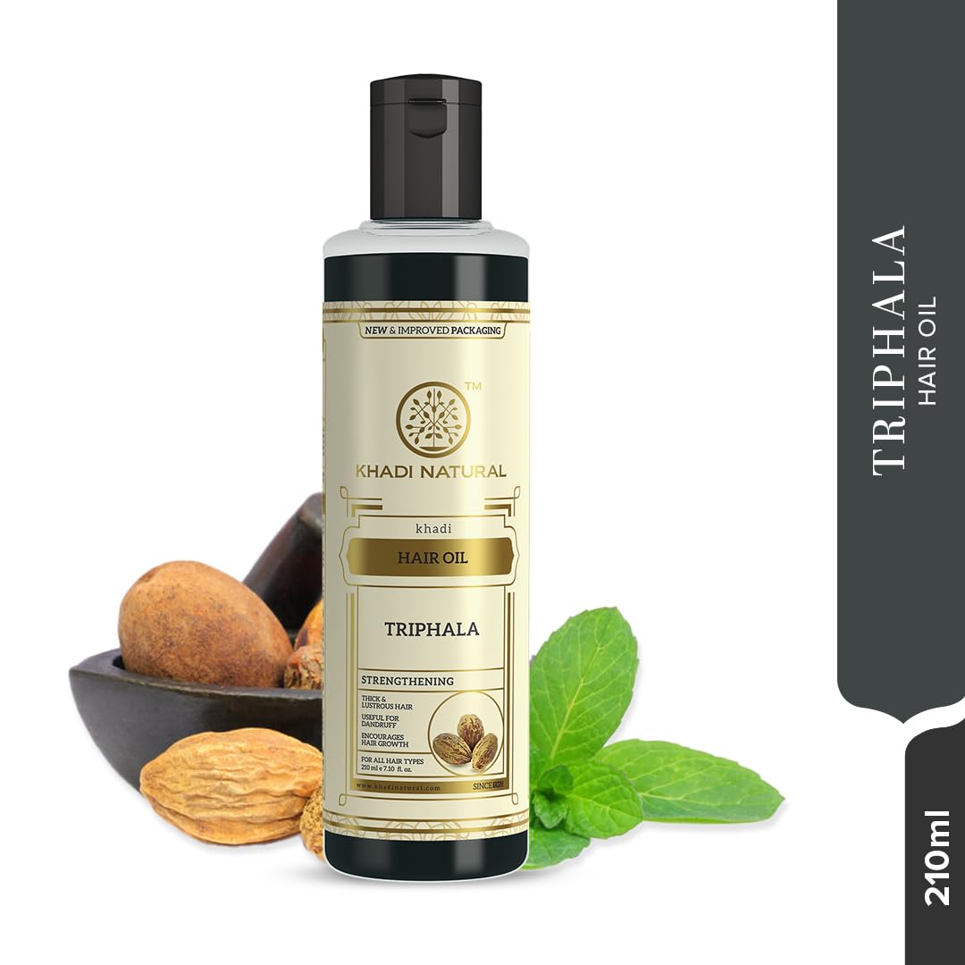 Picture of Khadi Natural Triphala Herbal Hair Oil|Stimulates hair follicles and roots|Anti dandruff hair oil|Promotes hair growth|Suitable for all hair types| 210ml