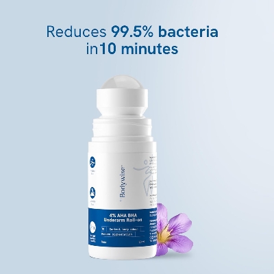 Picture of Be Bodywise 4% AHA BHA Underarm Roll on | With 2% Lactic Acid, 1% Mandelic Acid, 1% Salicylic Acid | Prevents Odour, Reduces Pigmentation | For Radiant Underarms | Long Lasting deodorant roll on with Fresh Floral Fragrance | Alcohol & Aluminum Free | Suit