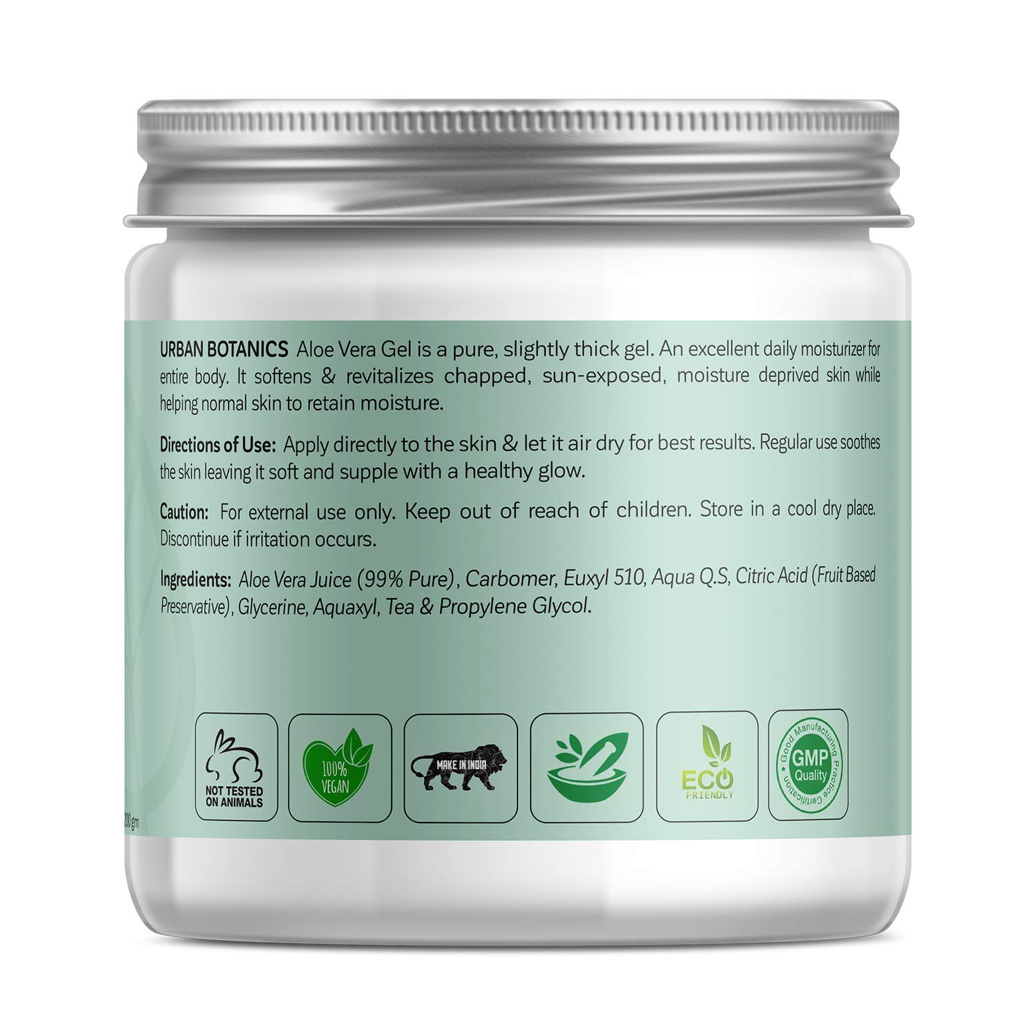 Picture of UrbanBotanics® Pure Aloe Vera Skin/Hair Gel With Vitamin E & Natural Emollients (Paraben Free), 100g