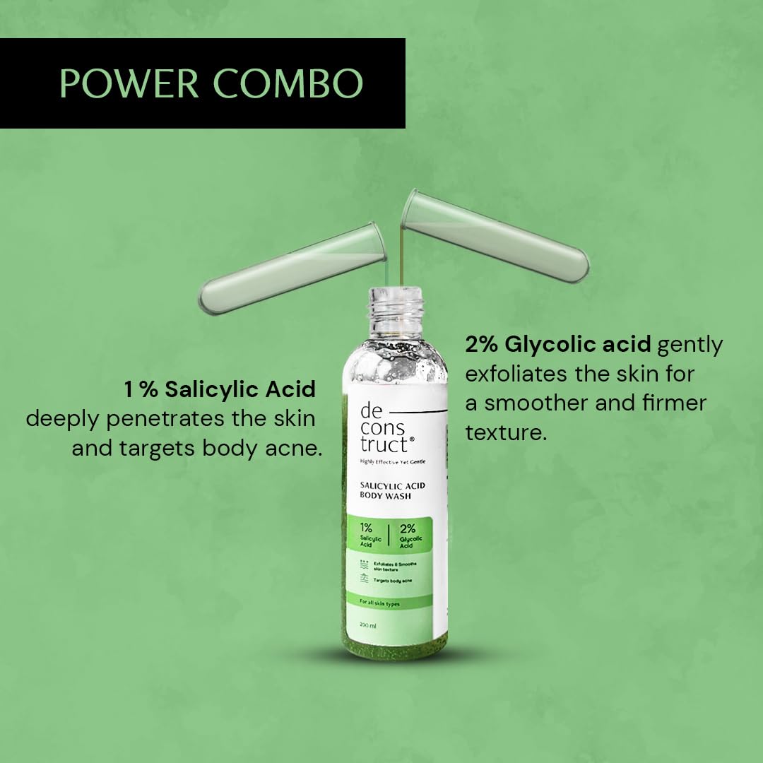 Picture of Deconstruct 1% Salicylic Acid Body Wash with 2% Glycolic Acid | Prevents Body Acne, Rough & Bumpy skin | Deeply cleanses skin | Shower gel for Women & Men- 200ml