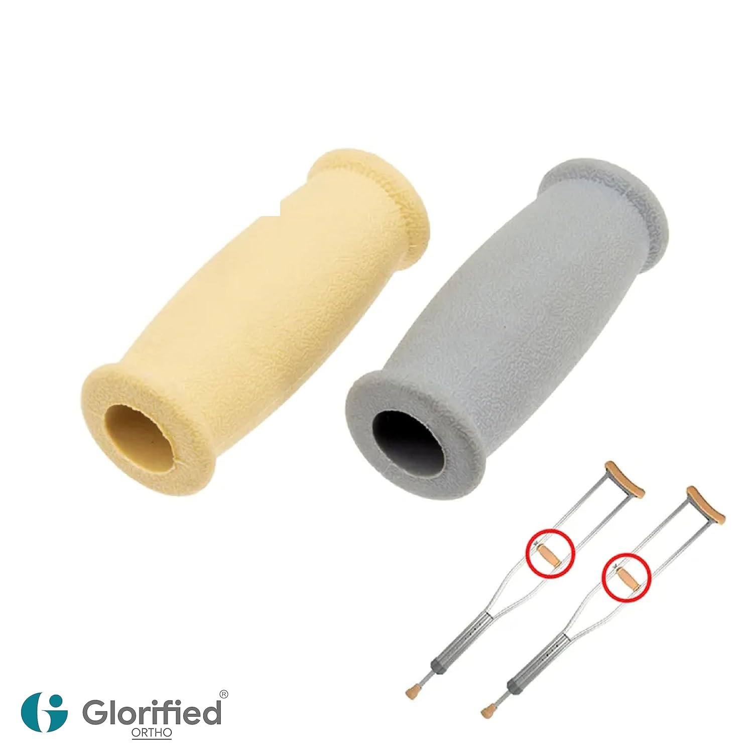 Picture of Crutch Accessory Kit 2pcs Crutch Soft Pad 2pcs Handle Grip 2pcs Grip Core Under arm Crutch Replacement Part Pad YELLOW
