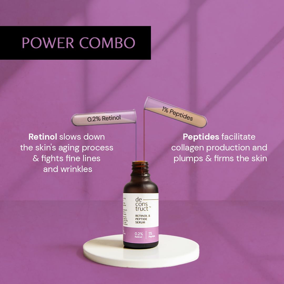 Picture of Deconstruct 0.2% Retinol Face Serum With 1% Peptide | Beginner Friendly | Anti Aging, Night Face Serum To Reduce Fine Lines & Wrinkles | For Men & Women | Beginner Friendly | 30 Ml