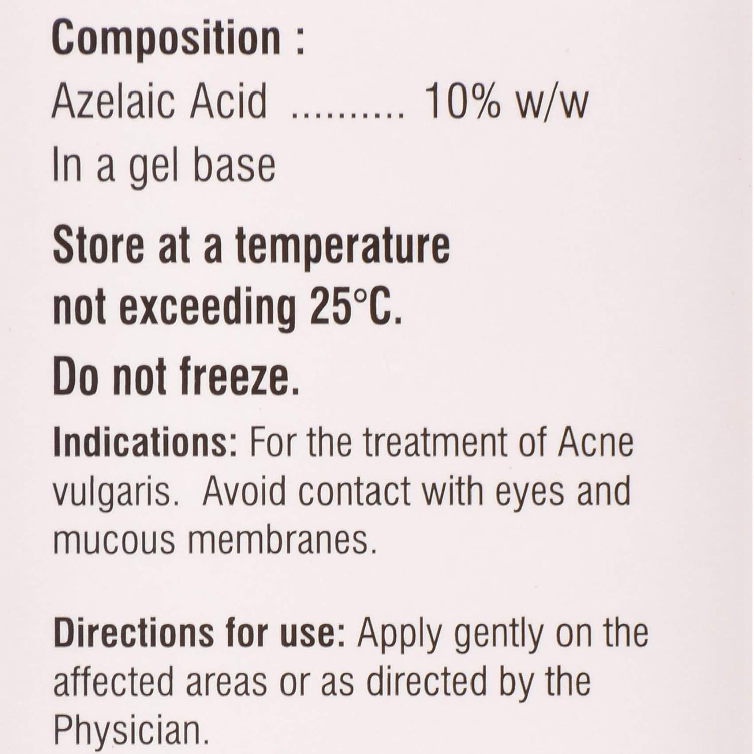 Picture of azelic acid cream 10% Aziderm - 10% - Tube of 15 gm Gel