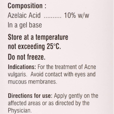 Picture of azelic acid cream 10% Aziderm - 10% - Tube of 15 gm Gel