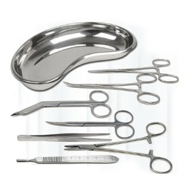 Picture of 8 Piece Basic Minor Surgery Kit Steel Kidney Tray Surgical Instruments Set