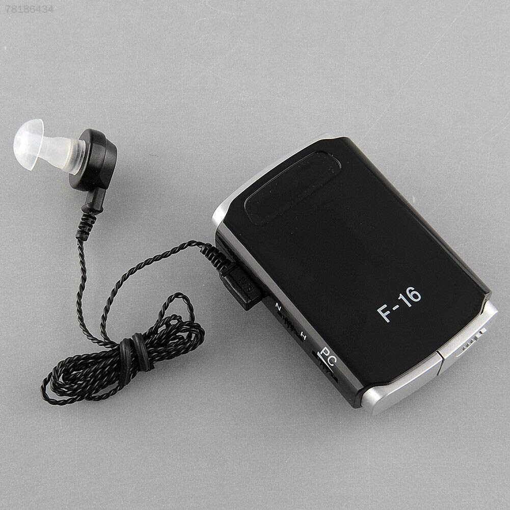 Picture of AA Super Axon F-16 Pocket Model Hearing AID Ear Machine with Superior Sound Quality Amplifier and Mini Adjustable Tone for Deaf People Suitable for upto 50% Hearing Loss (With 3 Month Warranty, For Single Ear, Black)