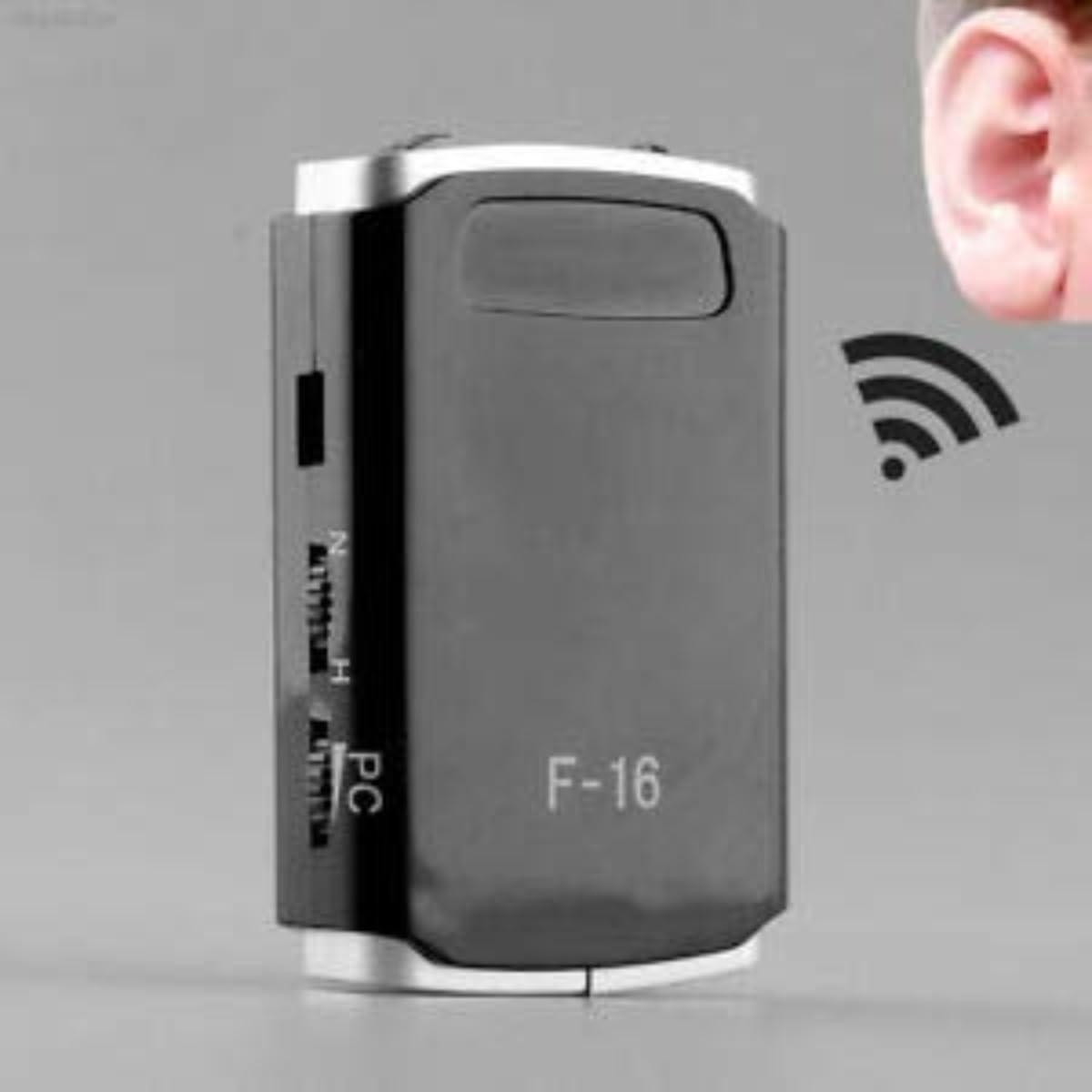 Picture of AA Super Axon F-16 Pocket Model Hearing AID Ear Machine with Superior Sound Quality Amplifier and Mini Adjustable Tone for Deaf People Suitable for upto 50% Hearing Loss (With 3 Month Warranty, For Single Ear, Black)