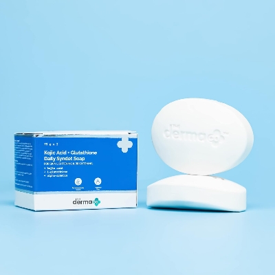 Picture of The Derma Co Kojic Acid + Glutathione Daily Syndet Brightening Soap With Kojic Acid, L-Glutathione & Alpha-Arbutin - 75 G X 2