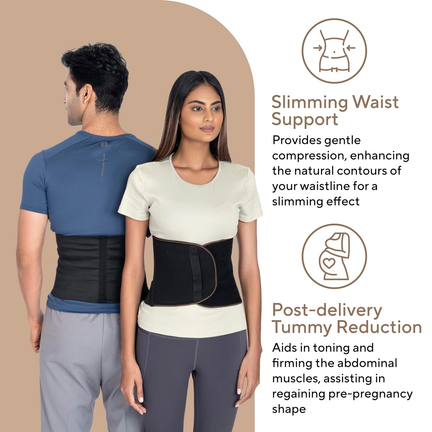 Picture of Abdominal Belt 9 Inch, Ideal for Lower Back Pain Relief, Slimming Waist, Post Delivery for Tummy Reduction, Breathable Material For Men & Women