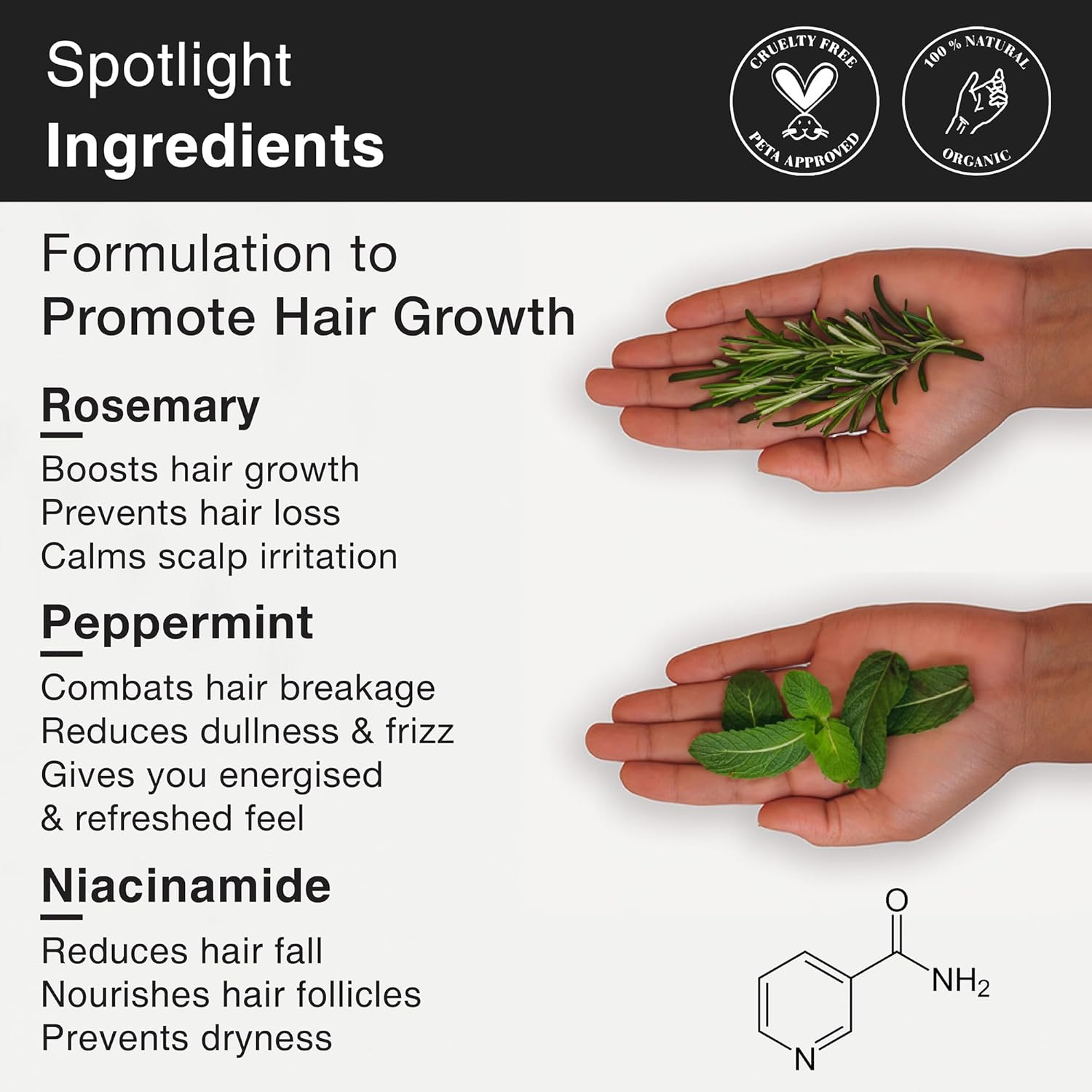 Picture of Soulflower Rosemary Water spray with mint| For Hair growth, Hair fall control, Scalp health, Hair damage protection, Anti frizz| Rosemary, Niacinamide & peppermint Oil | Men & Women | 100ml