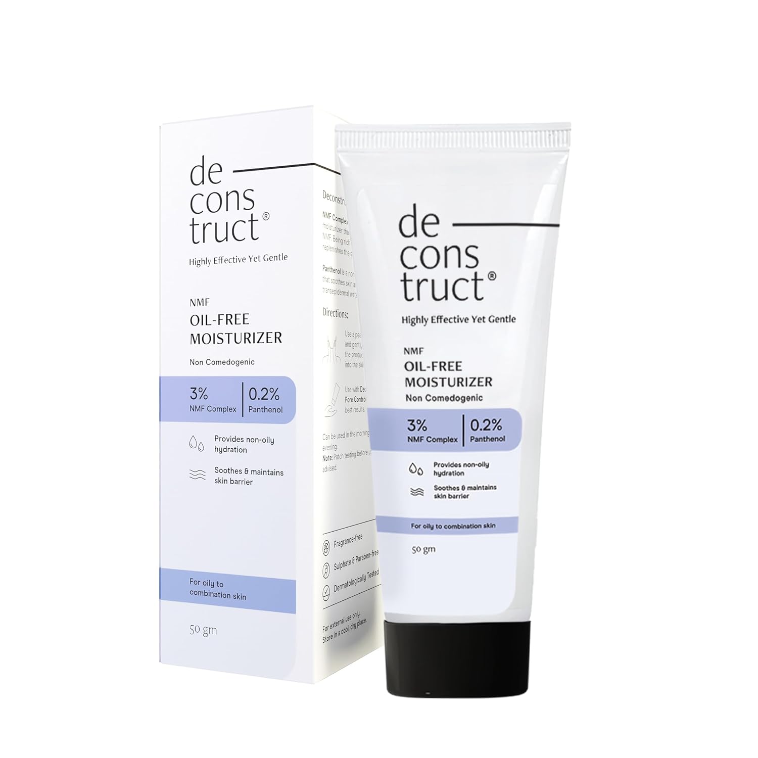 Picture of Deconstruct Oil-Free Moisturizer For Oily Skin | 3% NMF Complex + 0.2% Panthenol | Lightweight Gel Moisturizer | For Oily to Combination Skin | 50gm