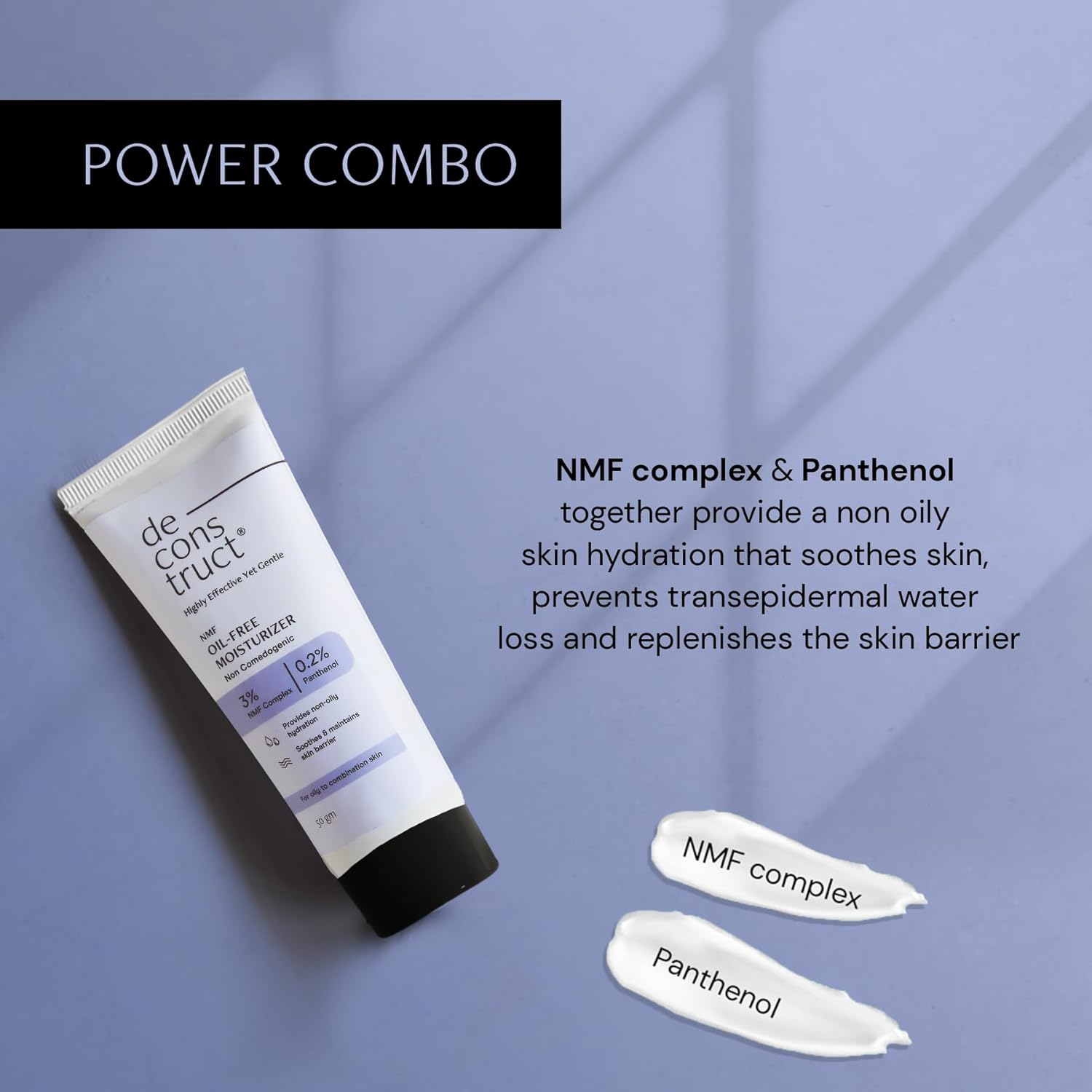 Picture of Deconstruct Oil-Free Moisturizer For Oily Skin | 3% NMF Complex + 0.2% Panthenol | Lightweight Gel Moisturizer | For Oily to Combination Skin | 50gm