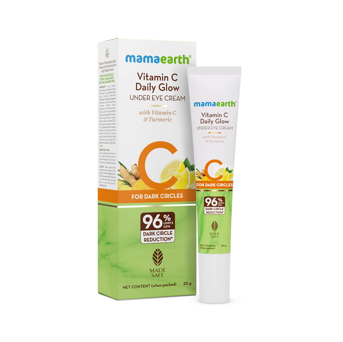Picture of Mamaearth Vitamin C Daily Glow Under Eye Cream with Vitamin C & Turmeric for Dark Circle Reduction | Ophthalmologically Tested & Made Safe Certified - 20 g