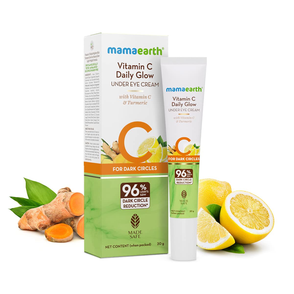 Picture of Mamaearth Vitamin C Daily Glow Under Eye Cream with Vitamin C & Turmeric for Dark Circle Reduction | Ophthalmologically Tested & Made Safe Certified - 20 g