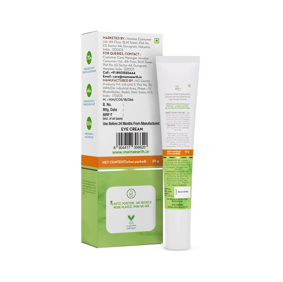 Picture of Mamaearth Vitamin C Daily Glow Under Eye Cream with Vitamin C & Turmeric for Dark Circle Reduction | Ophthalmologically Tested & Made Safe Certified - 20 g