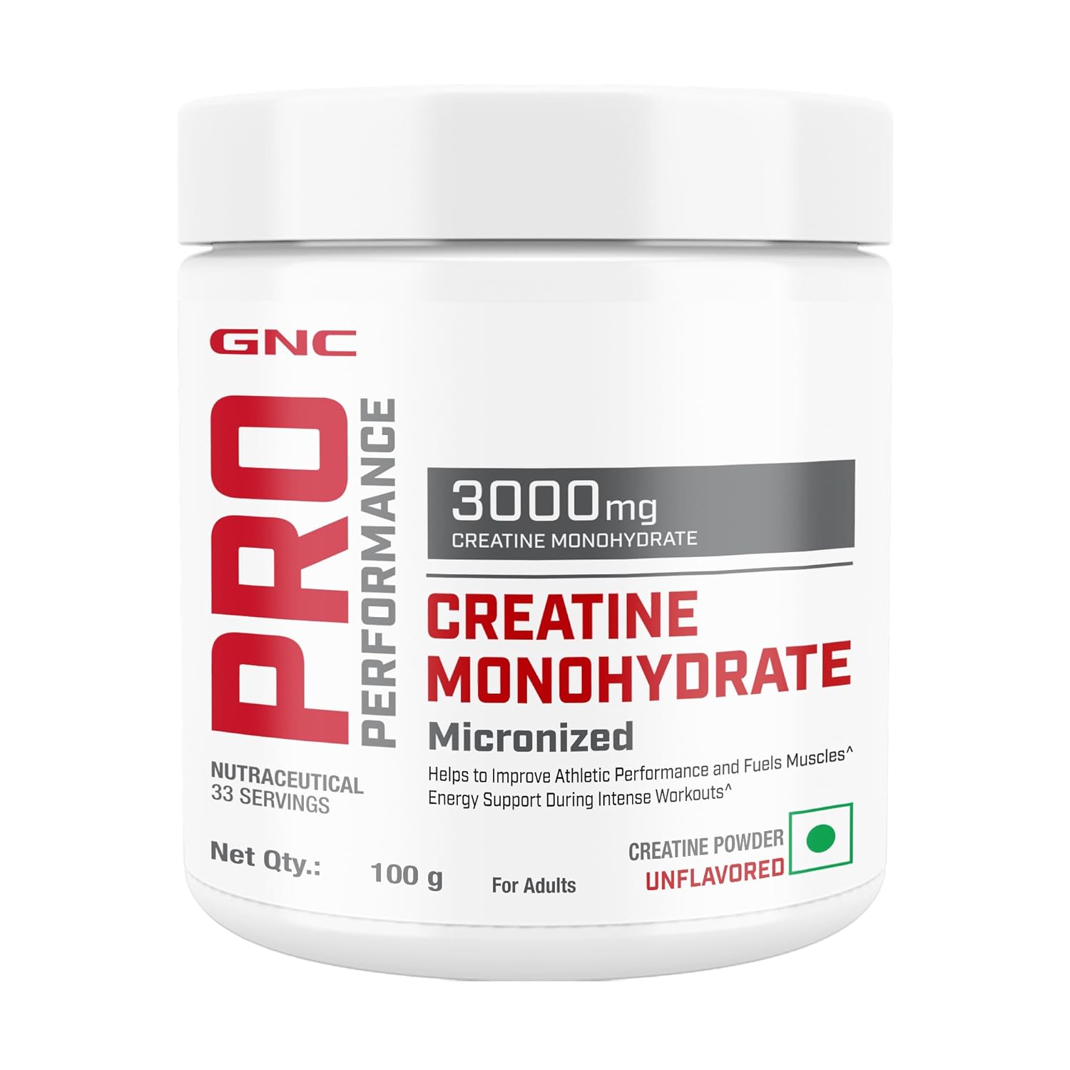 Picture of GNC Pro Performance Pure Micronized Creatine Monohydrate | 100 gm | 33 Serving | Instantized | Fuels Muscles | Increase Muscle Mass | Rapid Absorption | Lab Tested | Unflavoured | Boosts Athletic Performance | Imported