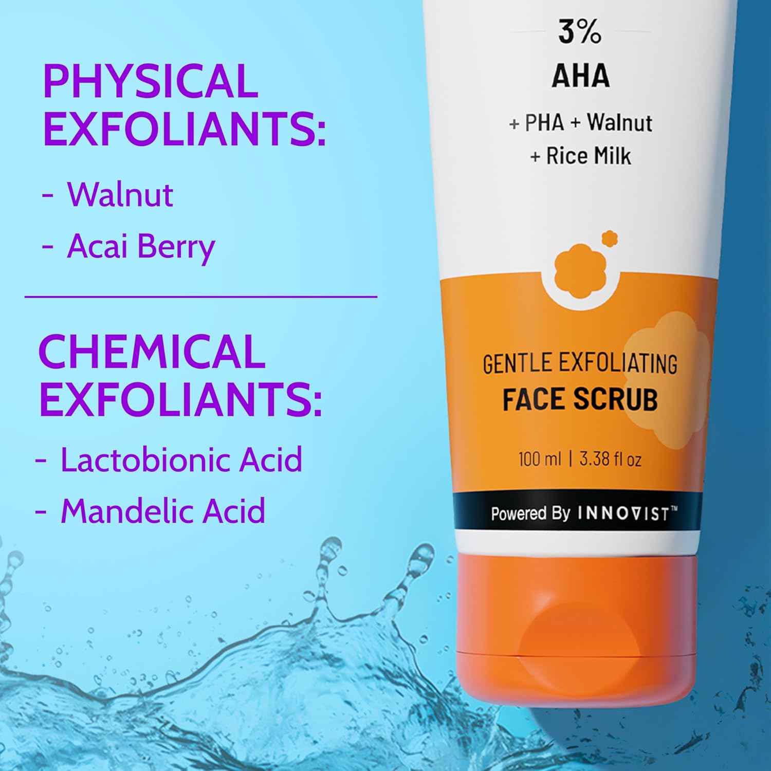 Picture of Chemist At Play Gentle Exfoliating Face Scrub with Mandelic Acid & Walnuts | Removes Dead Skin & Blackheads | Detans |Gives Instant Glow| Face Scrub for Women & Men | 100ml