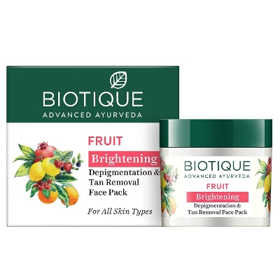 Picture of Biotique Fruit Brightening Depigmentation and Tan Removal Face Pack| Ayurvedic and Organically Pure| Tan Removal Face Pack for All Skin Types|100% Botanical Extracts| 75gm