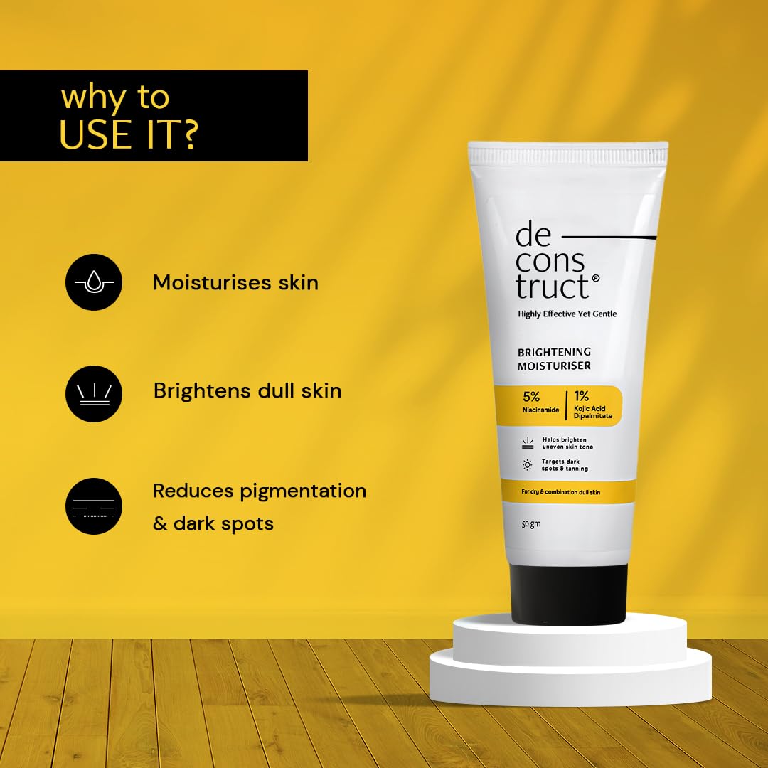 Picture of Deconstruct Niacinamide Brightening Face Moisturizer| 5% Niacinamide + 1% Kojic Acid + 5% Vitamin C | For Dark Spots And Uneven Skin Tone | Brightens & Hydrates | 50 Gm