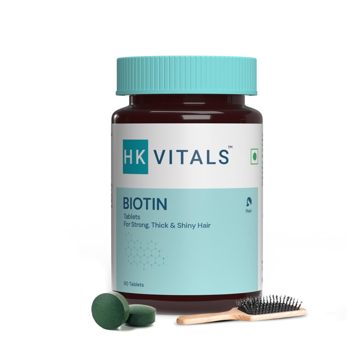 Picture of HealthKart hk vitals Biotin (90 Tablets) | Supplement for Hair Growth, Strong Hair and Glowing Skin, Fights Nail Brittleness