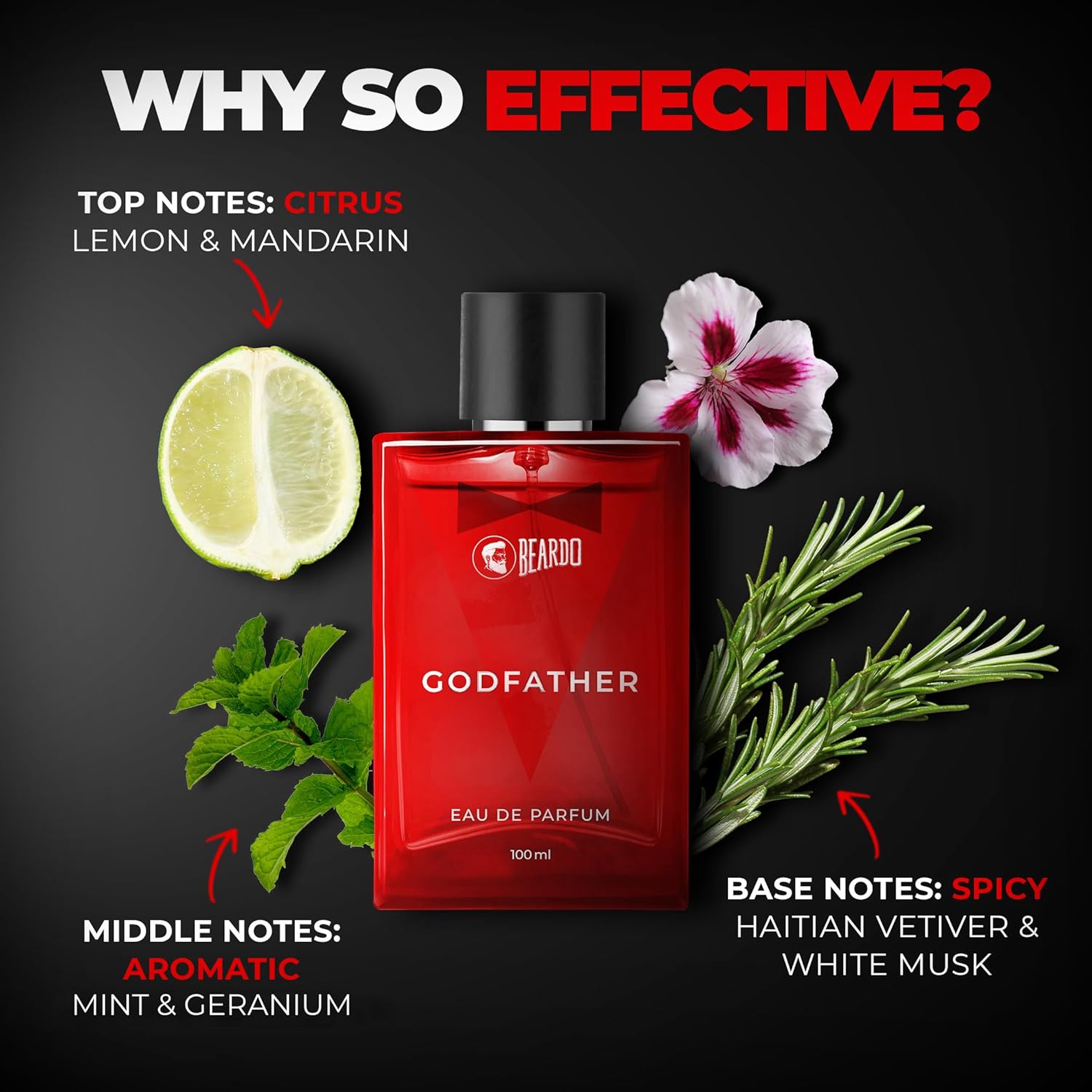 Picture of Beardo Godfather Perfume for Men, 100ml | Aromatic, Spicy Perfume for Men Long Lasting Perfume for Date night fragrance | Body Spray for Men | Gift For Brother | Gift For Friends