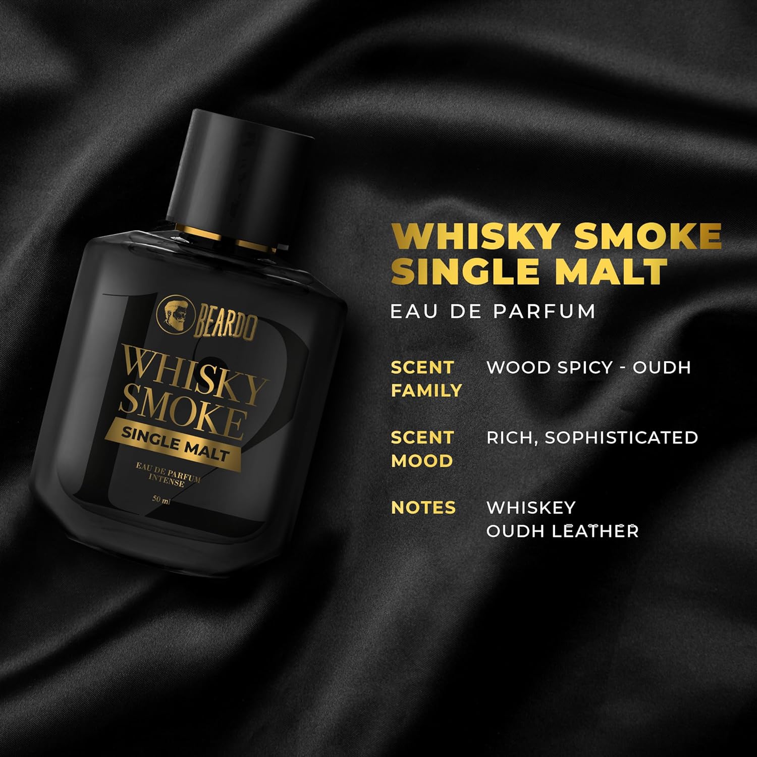 Picture of Beardo SINGLE MALT Whisky Smoke Perfume for men, 50ml | INTENSE EAU DE PARFUM - Highly Concentrated | Spicy, Woody - Oudh - Luxury Perfume