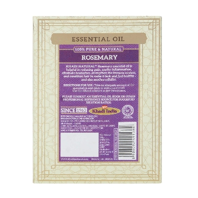 Picture of KHADI NATURAL Ayurvedic Rosemary Essential Oil, 15ml|For for Skin, Hair growth, Aromatherapy| Stress-relieving properties|Natural and Therapeutic