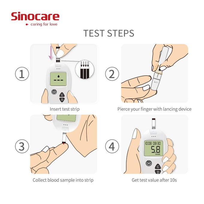 Picture of Sinocare Accu Blood Glucose Meter & Test Strips & Lancets Glucometer Kit Diabetic Blood Sugar Meter Diabetes Tester