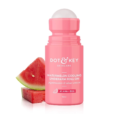 Picture of Dot & Key Watermelon Cooling Underarm Roll On | Odour & Sweat Controls | 4% AHA + BHA | Fresh Aqua Fragrance | Gently Exfoliates & Smooths Skin | For Men & Women | 50ml