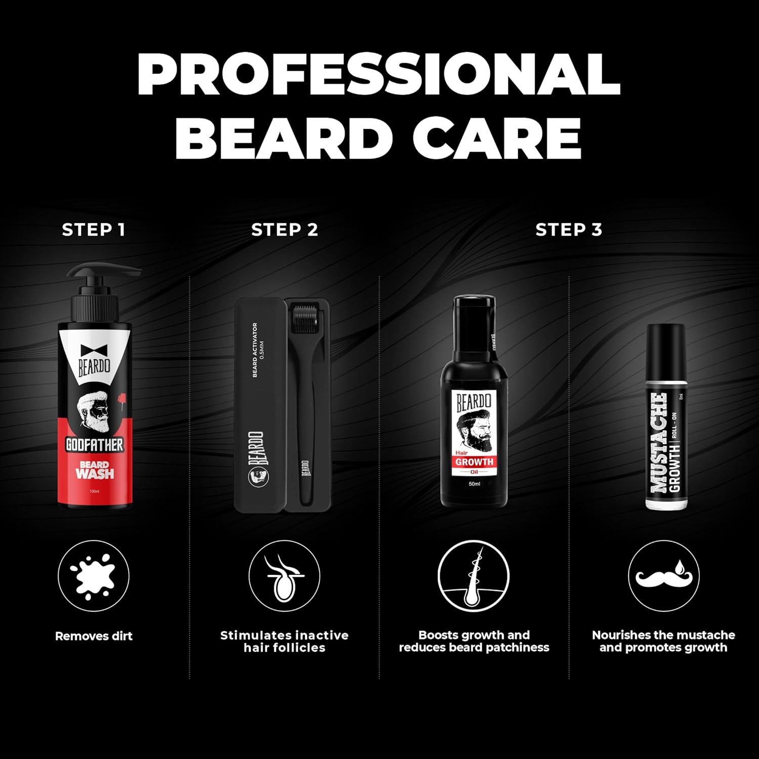 Picture of Beardo Godfather Beard Wash for men, 100ml | Aromatic, Woody Scent | Purifying & Hydrating Beard and Skin Cleaner with Avocado Oil, Argan Oil | Beard Shampoo for Clean & Healthy Beard